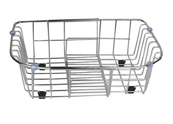 Retractable stainless steel rinse basket SSRB-14 with solid rubber feet