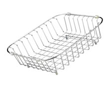 A rectangular rinse basket SSRB-4 with anti-scratch rubber rings and stainless steel under frame