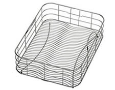 A rectangular rinse basket SSRB-6 with build-in handles and stainless steel under frame