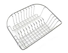 A stainless steel rinse basket SSRB-7 with two round corners and plate racks