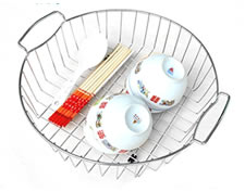 A stainless steel round rinse basket SSRB-9 with build-in handles