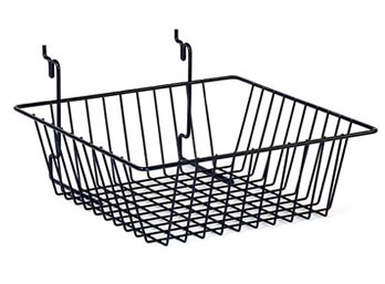 A standard rectangular wire display basket SPDB-2 in slatwall & pegboard style