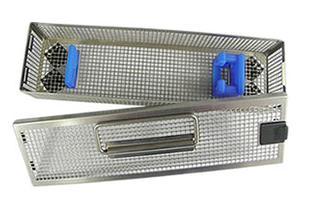 A stainless steel perforated endoscope basket with square holes