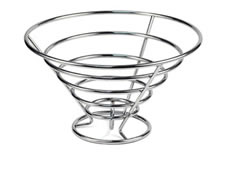 A silver wire fruit basket WFB-6 in shape of conical