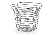 A stainless steel fruit basket WFB-8 in tapered rectangular shape from top to the bottom.