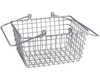 Robust wire shopping basket with large folding handles