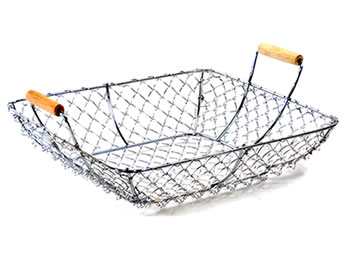 A chrome plated wire storage basket WTB-12 with two integrated handles
