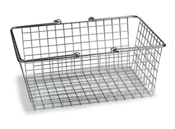 A silver wire storage basket WTB-7 with two folding handles